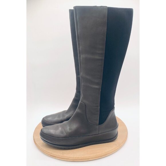 Fitflop Boots Womens 7.5 38 Brown Leather Mesh Knee High Recovery Platform - Picture 6 of 11